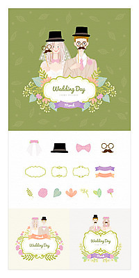 모자 여자 남자 꽃 리본 안경 결혼 일러스트 프레임 여러명 상반신 성인 세트 콧수염 청첩장 웹엘리먼트 국내일러스트 AI파일 식물 잡화 다수 수염 카드_감사 사람 이벤트 엘리먼트 파일형식 벡터