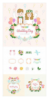여자 남자 꽃 리본 어린이 결혼 일러스트 조류 프레임 여러명 상반신 세트 청첩장 풍선 웹엘리먼트 국내일러스트 AI파일 식물 동물 다수 카드_감사 사람 이벤트 엘리먼트 파일형식 벡터