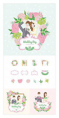 여자 남자 꽃 리본 결혼 일러스트 프레임 여러명 상반신 성인 세트 케이크 청첩장 웹엘리먼트 국내일러스트 AI파일 식물 다수 디저트 카드_감사 사람 이벤트 엘리먼트 파일형식 벡터
