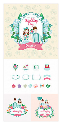 여자 남자 꽃 리본 꽃다발 결혼 일러스트 프레임 여러명 상반신 성인 세트 케이크 하트 반지 청첩장 풍선 웹엘리먼트 국내일러스트 AI파일 모양 식물 다수 장신구 디저트 카드_감사 사람 이벤트 엘리먼트 파일형식 벡터