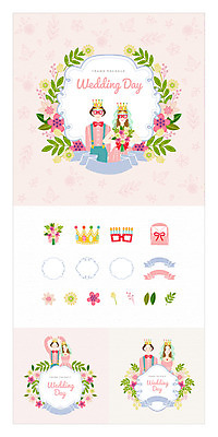 여자 남자 꽃 리본 안경 꽃다발 결혼 일러스트 왕관 프레임 여러명 상반신 성인 세트 청첩장 웹엘리먼트 국내일러스트 AI파일 식물 잡화 다수 카드_감사 사람 이벤트 엘리먼트 파일형식 벡터