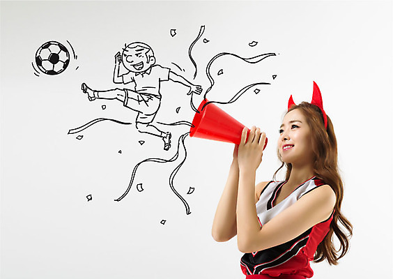 편집이미지 응시 여자 남자 축구공 축구선수 서기 웃음 들기 상반신 20대 성인 두명 옆모습 축구 확성기 한국인 머리띠 붉은악마 치어리더 월드싸커 이미지편집 AI파일 시선 스포츠 뷰포인트 장신구 공 축구용품 모션 운동선수 표정 사람 동양인 청년 구기 파일형식 벡터