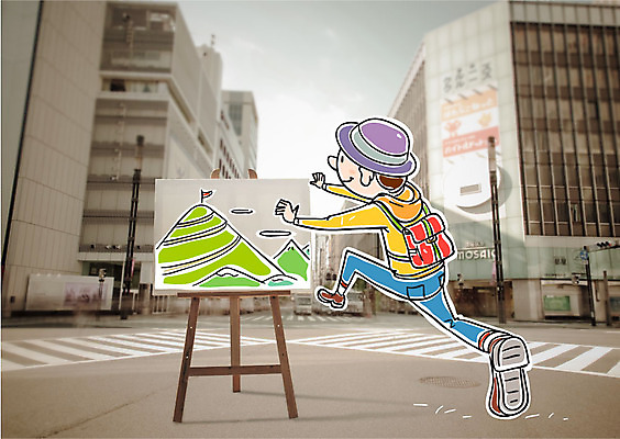 주간 편집이미지 남자 산 한명 성인 야외 등산 도시 이젤 캔버스 이미지편집 AI파일 자연요소 1 사람 트래킹 미술도구 파일형식 벡터