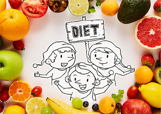 편집이미지 남자 다이어트 토마토 과일 바나나 키위 사람 세명 사과 레몬 자몽 블루베리 라임 난쟁이 이미지편집 AI파일 채소 건강 파일형식 벡터