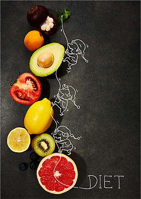 편집이미지 남자 다이어트 토마토 과일 키위 사람 세명 레몬 자몽 블루베리 아보카도 난쟁이 망고스틴 이미지편집 AI파일 채소 건강 파일형식 벡터