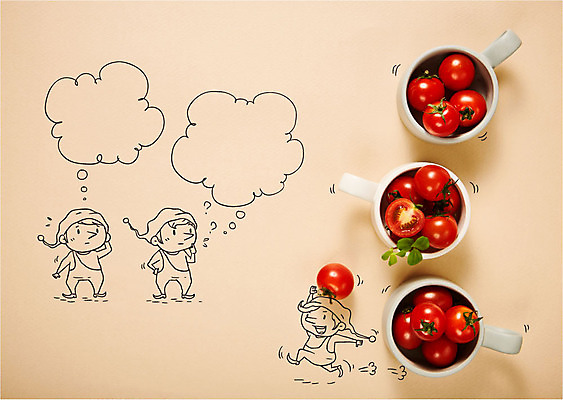 편집이미지 남자 말풍선 토마토 방울토마토 사람 컵 세명 난쟁이 이미지편집 AI파일 식기 채소 파일형식 벡터