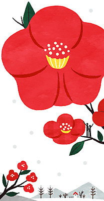 PSD 꽃 겨울 일러스트 사람모양 마을 동백 동백나무 국내일러스트 모양 나무 식물 계절 파일형식