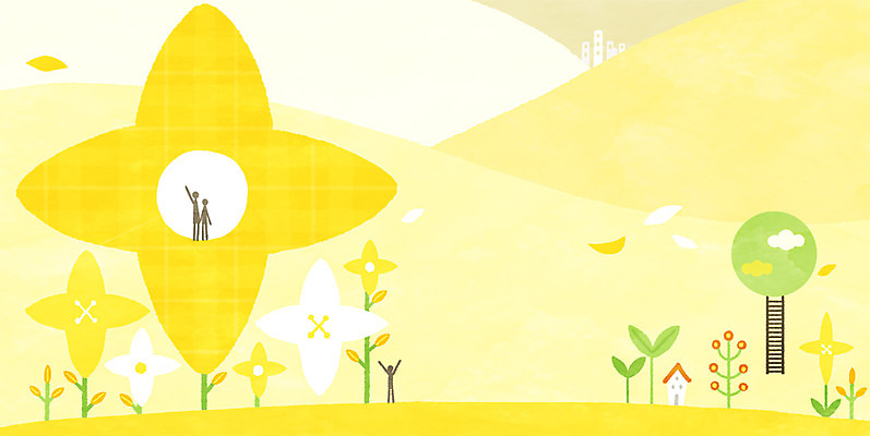 PSD 꽃 일러스트 사람모양 노란색 봄 개나리 국내일러스트 모양 식물 계절 컬러 파일형식