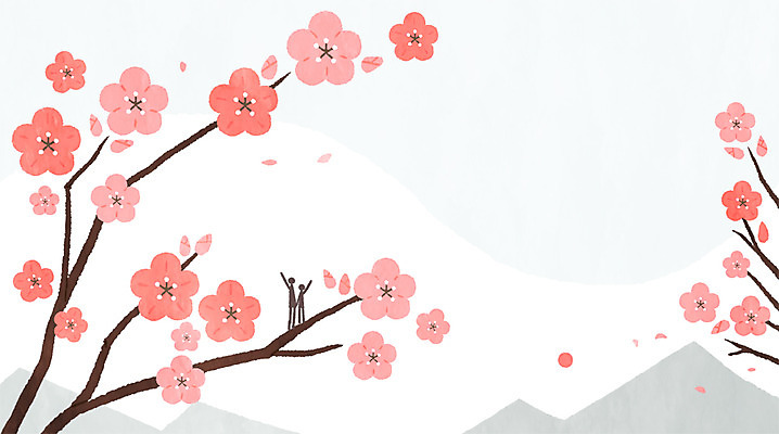 PSD 꽃 겨울 일러스트 산 프레임 사람모양 매화 매화나무 프레임일러스트 국내일러스트 모양 나무 식물 계절 파일형식