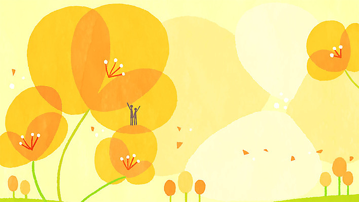 PSD 꽃 일러스트 사람모양 노란색 양귀비 국내일러스트 모양 식물 컬러 파일형식