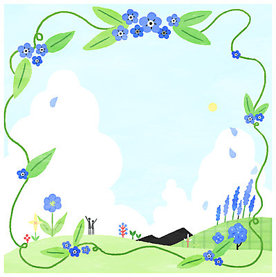 PSD 일러스트 프레임 사람모양 마을 물망초 프레임일러스트 국내일러스트 모양 꽃 파일형식