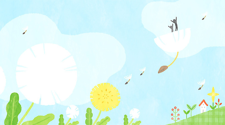 PSD 꽃 일러스트 하늘 사람모양 마을 민들레 민들레홀씨 국내일러스트 모양 식물 파일형식