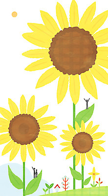 PSD 꽃 일러스트 해바라기 사람모양 마을 동산 국내일러스트 모양 식물 파일형식
