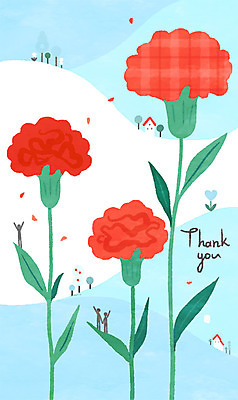 PSD 꽃 일러스트 사람모양 마을 카네이션 감사 국내일러스트 모양 식물 감정 파일형식