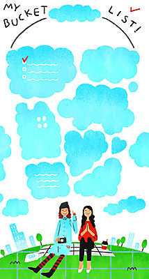 PSD 구름 공원 여자 일러스트 하늘 프레임 앉기 20대 성인 두명 희망 리스트 프레임일러스트 버킷리스트 국내일러스트 자연요소 공공시설 감정 모션 사람 청년 파일형식