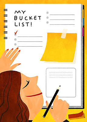 PSD 여자 일러스트 프레임 한명 20대 성인 공책 희망 메모지 리스트 프레임일러스트 버킷리스트 국내일러스트 1 감정 문구용품 사람 청년 사무용품 파일형식