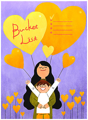 PSD 여자 남자 아들 어린이 일러스트 안기 엄마 성인 두명 희망 하트 풍선 리스트 버킷리스트 국내일러스트 모양 감정 가족 모션 사람 파일형식