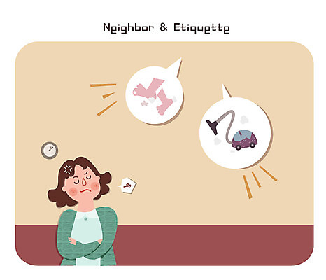 여자 일러스트 한명 성인 시끄러움 청소기 문제 소음 이웃 층간소음 국내일러스트 AI파일 1 사람 전자제품 소리 청소도구 파일형식 벡터