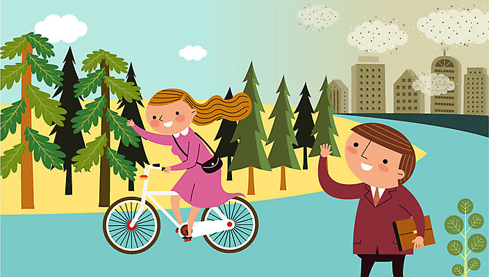 나무 구름 여자 남자 길 일러스트 성인 두명 걷기 자연보호 환경 그린캠페인 자전거 비교 환경오염 오염 에코 출근 유해물질 황사 미세먼지 그린슈머 국내일러스트 AI파일 자연요소 식물 캠페인 컨셉 모션 자연 사람 바이크 보호 출퇴근 먼지 파일형식 벡터