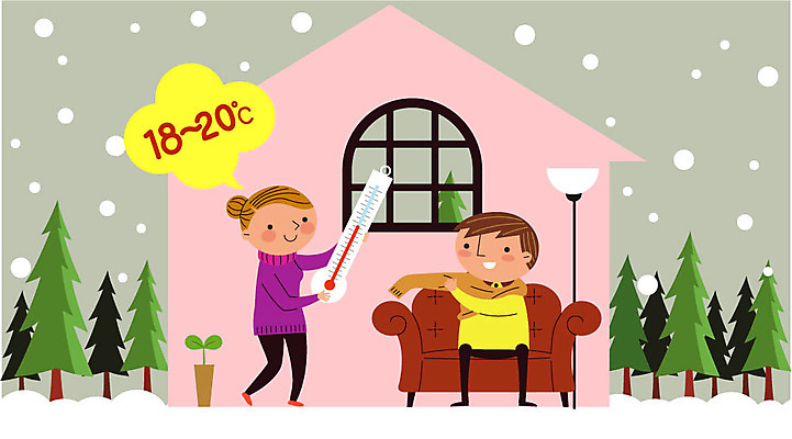 나무 여자 남자 화분 겨울 일러스트 주택 실내 성인 두명 소파 자연보호 환경 그린캠페인 눈 절약 온도계 체온계 에코 그린슈머 국내일러스트 AI파일 자연요소 식물 계절 캠페인 컨셉 의자 자연 날씨 사람 내부 건물 보호 파일형식 벡터