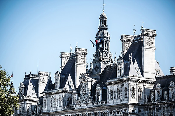 포토 JPG 주간 유럽 하늘 지붕 사람없음 야외 건물 프랑스 파리_프랑스 시청 국내포토 자연요소 건축물 나라 관공서 파일형식