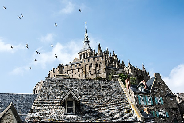 포토 JPG 주간 유럽 갈매기 하늘 풍경 사람없음 야외 건물 프랑스 파리_프랑스 몽생미셸 국내포토 자연요소 건축물 나라 섬 조류 파일형식