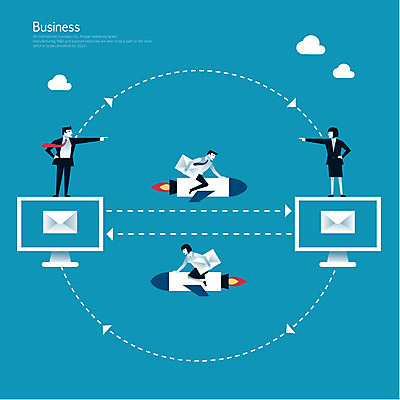 전신 구름 여자 남자 일러스트 CEO 여러명 성인 컴퓨터 로켓 직장인 비즈니스맨 비즈니스우먼 이메일 전송 국내일러스트 AI파일 자연요소 직업 다수 비즈니스 사람 전자제품 파일형식 벡터