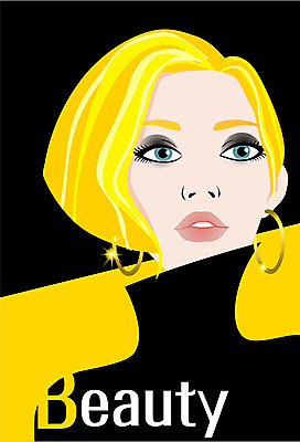 여자 일러스트 관리 한명 상반신 성인 반짝임 화장 뷰티 노란색 스타일 국내일러스트 AI파일 1 컬러 모션 사람 파일형식 벡터