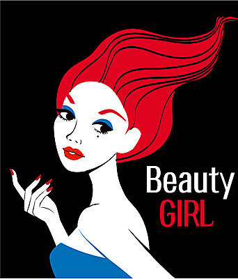 헤어스타일 여자 일러스트 관리 한명 상반신 성인 빨간색 화장 뷰티 스타일 국내일러스트 AI파일 1 컬러 사람 파일형식 벡터