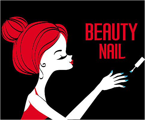 여자 일러스트 관리 한명 상반신 성인 빨간색 뷰티 네일아트 매니큐어 손관리 스타일 국내일러스트 AI파일 1 컬러 사람 화장품 파일형식 벡터