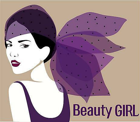 여자 일러스트 관리 두건 한명 상반신 성인 뷰티 보라색 스카프 스타일 국내일러스트 AI파일 1 컬러 사람 목도리 파일형식 벡터