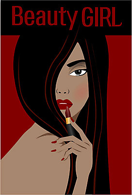 여자 일러스트 관리 한명 상반신 성인 화장 뷰티 립스틱 입술 스타일 국내일러스트 AI파일 1 사람 신체부위 화장품 파일형식 벡터