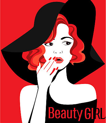 모자 헤어스타일 여자 일러스트 관리 한명 상반신 성인 빨간색 뷰티 스타일 국내일러스트 AI파일 1 잡화 컬러 사람 파일형식 벡터