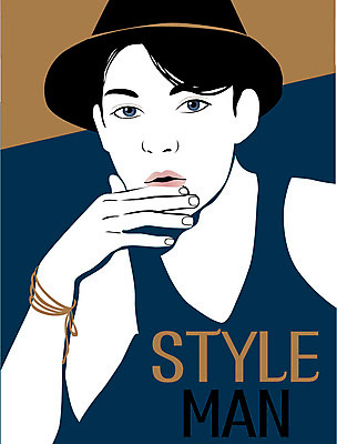 모자 패션 남자 일러스트 한명 상반신 성인 뷰티 스타일 국내일러스트 AI파일 1 잡화 사람 파일형식 벡터