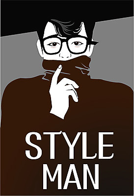 패션 남자 안경 일러스트 한명 상반신 성인 뷰티 터틀넥 스타일 국내일러스트 AI파일 1 잡화 사람 스웨터 파일형식 벡터