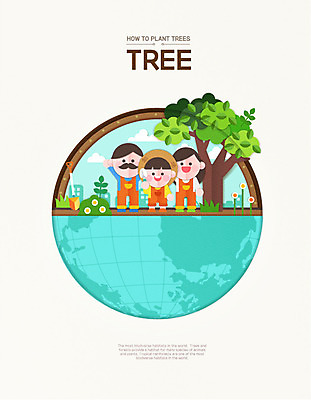 전신 나무 여자 남자 지구 어린이 일러스트 가족 사랑 성인 세명 환경 식목일 에코 그린슈머 국내일러스트 AI파일 식물 기념일 감정 관계 사람 파일형식 벡터