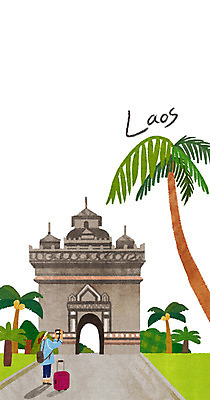 전신 PSD 여자 여행 일러스트 한명 성인 야자수 사진촬영 동남아시아 라오스 동남아여행 국내일러스트 나무 1 아시아 해외여행 사람 촬영 파일형식