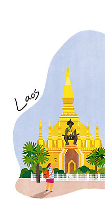 전신 PSD 여자 여행 일러스트 한명 성인 사진촬영 동남아시아 라오스 동남아여행 파탓루앙 국내일러스트 1 아시아 해외여행 사람 촬영 불탑 파일형식
