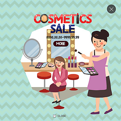 PSD 템플릿 여자 웹템플릿 팝업 웹팝업 성인 두명 화장 세일 화장품 화장대 메이크업아티스트 레이어팝업 이미지템플릿 직업 가구 사람 뷰티 파일형식