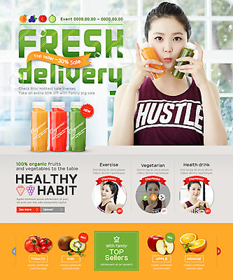 PSD 템플릿 여자 음료 웹템플릿 채소 과일 이벤트페이지 이벤트 여러명 20대 성인 한국인 성인여자만 이미지템플릿 다수 사람 동양인 청년 페이지 여자만 성인만 파일형식