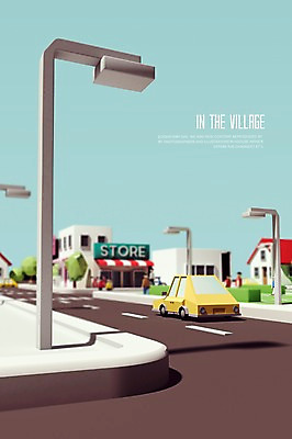 PSD 나무 편집이미지 도로 자동차 빌딩 건물 그래픽 3D 마을 상점 도시 디지털합성 가로수 아이소메트릭 폴리곤 편집3D 식물 건축물 길 육상교통 교통시설 파일형식