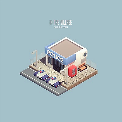 PSD 편집이미지 건축물 사람없음 그래픽 3D 디지털합성 가로수 아이소메트릭 경찰차 경찰서 폴리곤 편집3D 건축 자동차 경찰 파일형식