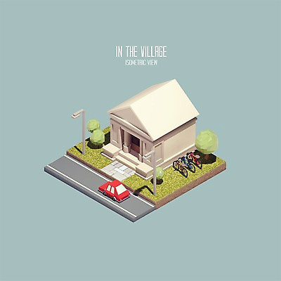 PSD 편집이미지 건축물 자동차 사람없음 건물 그래픽 3D 자전거 도서관 디지털합성 가로수 아이소메트릭 폴리곤 편집3D 교육 건축 육상교통 바이크 파일형식