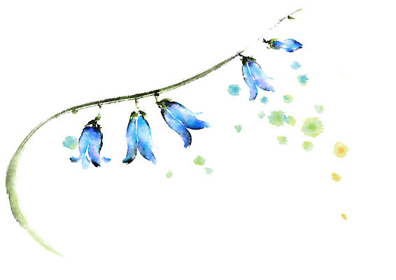 PSD 꽃 하늘색 일러스트 캘리그라피 붓터치 사람없음 초록색 번짐 국내일러스트 식물 컬러 파란색 파일형식 효과