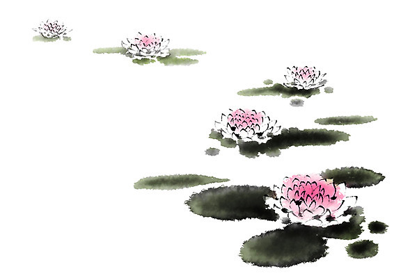 PSD 꽃 일러스트 캘리그라피 연꽃 사람없음 연잎 번짐 국내일러스트 식물 잎 파일형식 효과