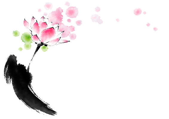 PSD 꽃 분홍색 일러스트 캘리그라피 붓터치 연꽃 사람없음 번짐 국내일러스트 식물 컬러 파일형식 효과