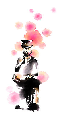 PSD 분홍색 불교 일러스트 캘리그라피 붓터치 사람없음 불상 부처 번짐 국내일러스트 종교 컬러 파일형식 효과