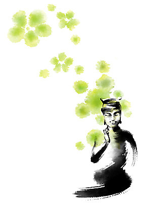 PSD 불교 일러스트 캘리그라피 붓터치 사람없음 연두색 불상 부처 번짐 국내일러스트 종교 초록색 파일형식 효과