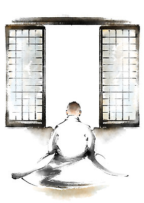 PSD 남자 종교 불교 일러스트 캘리그라피 창문 붓터치 한명 상반신 성인 승려 창호문 국내일러스트 1 사람 문 성직자 파일형식