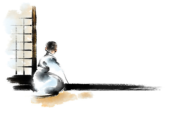 PSD 응시 남자 종교 불교 일러스트 캘리그라피 붓터치 한명 상반신 성인 승려 창호문 국내일러스트 1 시선 사람 문 성직자 파일형식